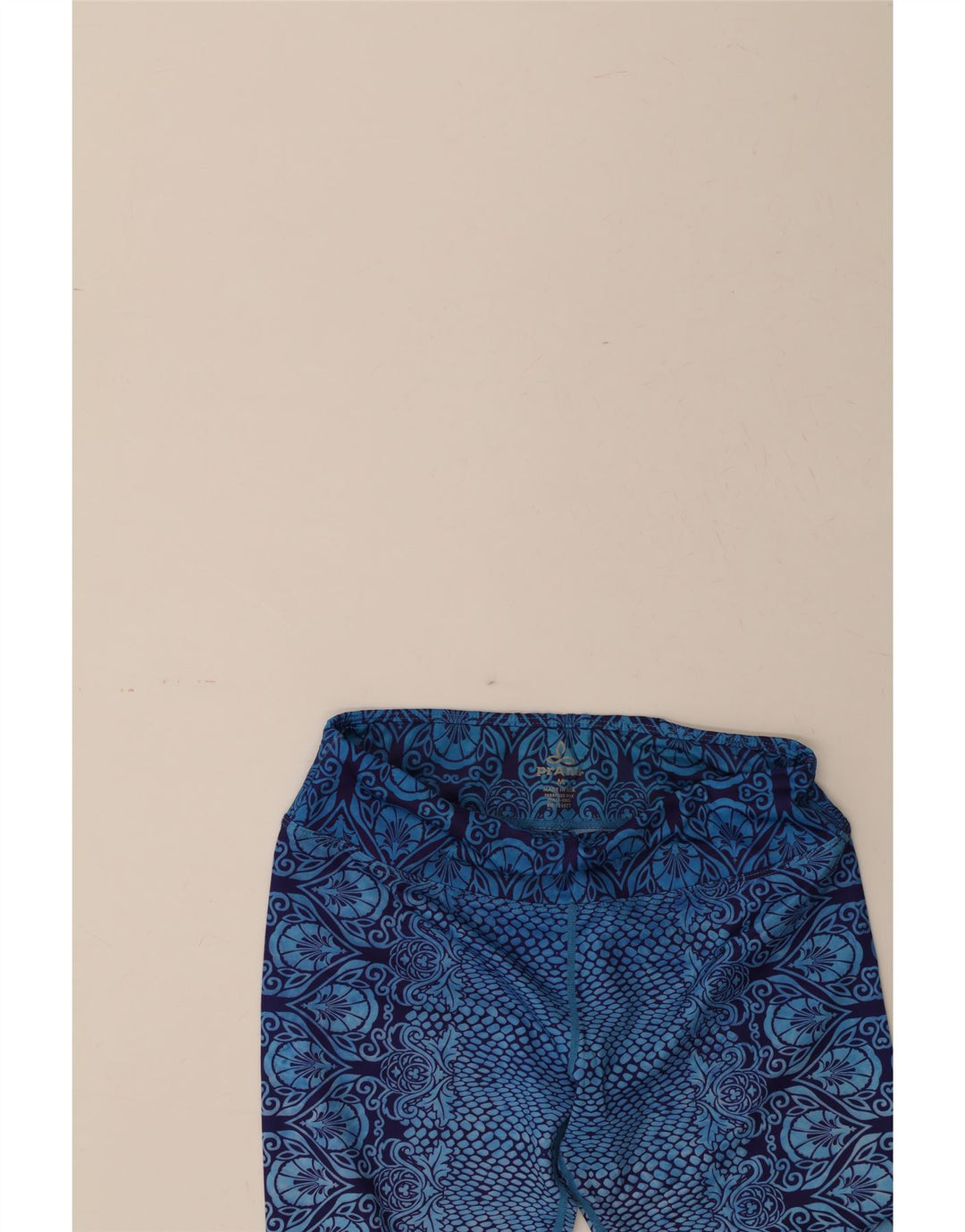 PRANA Womens Capri Leggings UK 12 Medium Blue Floral Polyester Vintage Prana and Second-Hand Prana from Messina Hembry 