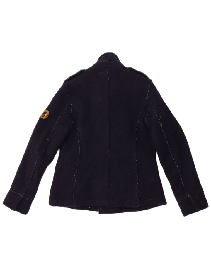 RIFLE Veste blazer militaire à double boutonnage pour femme UK 14 Bleu marine moyen