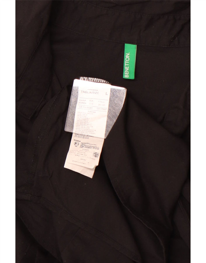 BENETTON Chemise pull femme UK 16 Large Noir Coton
