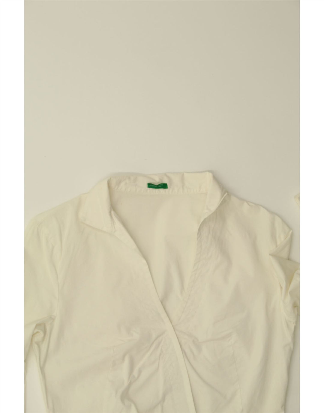 BENETTON Chemise Chemisier Femme UK 12 Coton Blanc Moyen