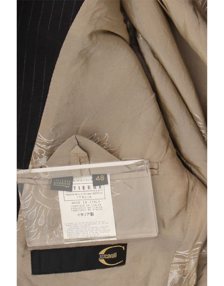 Just Cavalli Veste Blazer 3 Boutons Homme IT 48 Coton Rayé Noir Moyen
