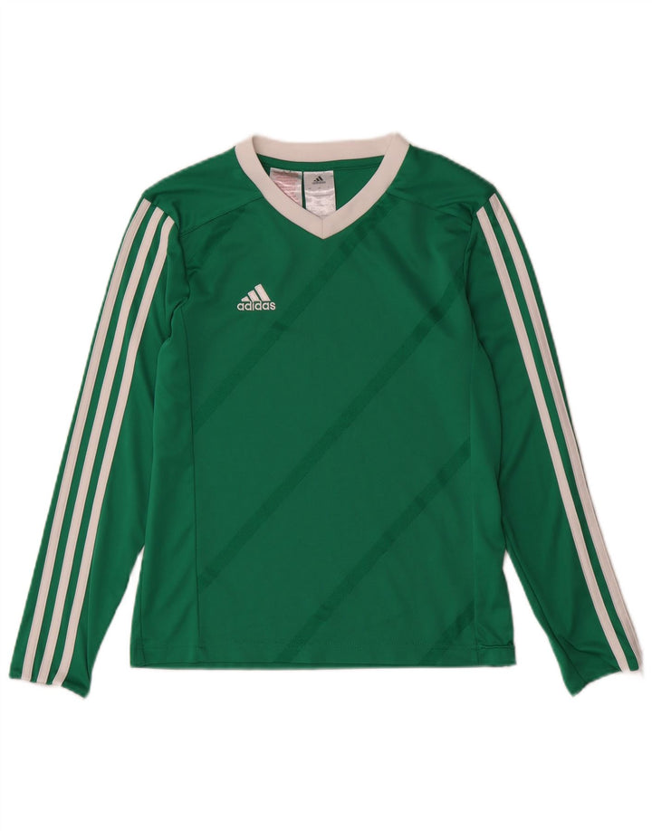 ADIDAS Haut Garçon Manches Longues 11-12 ans Large Vert Rayé Polyester