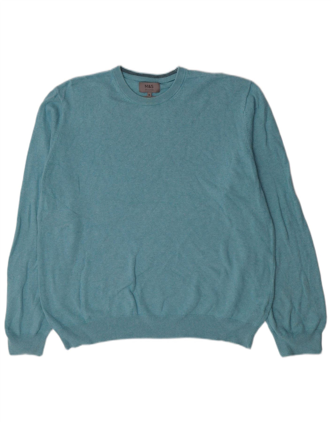 Marks & Spencer Pull à col rond pour homme XL en coton bleu