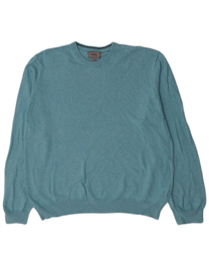 Marks & Spencer Pull à col rond pour homme XL en coton bleu