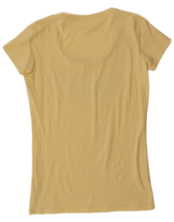 Guess T-Shirt Graphique Femme UK 12 Coton Jaune Moyen