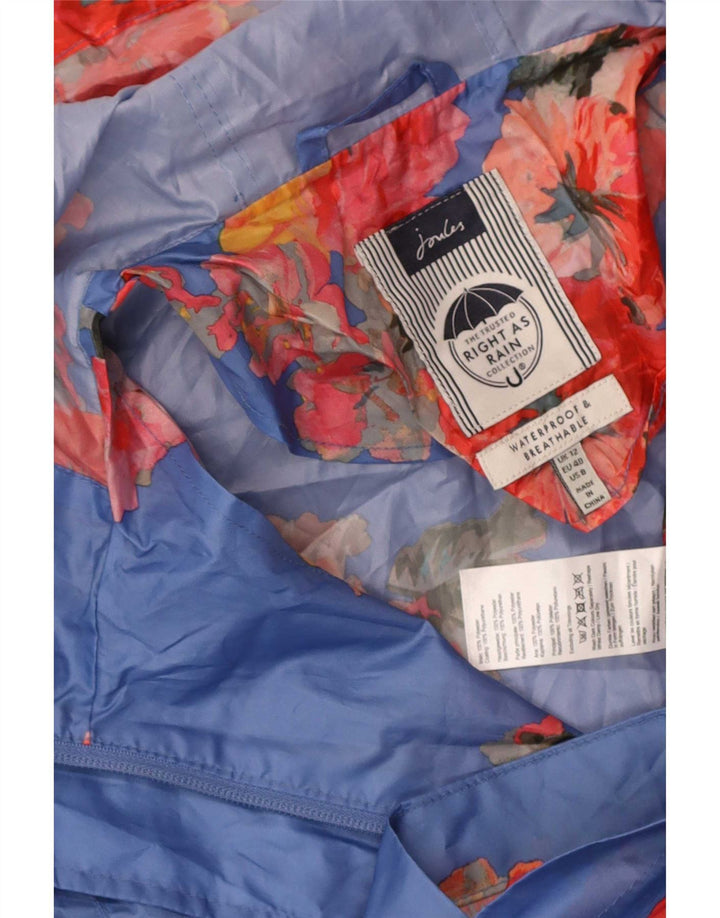 Joules Imperméable à capuche pour femme UK 42 Bleu moyen Floral Polyester