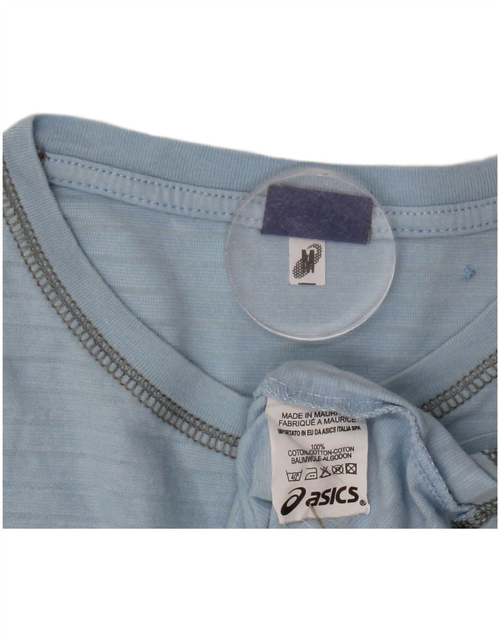 ASICS T-shirt graphique pour femme UK 14 en coton à fines rayures bleu moyen