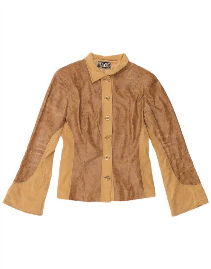 Veste en cuir léopard pour femme IT 46 grand marron floral