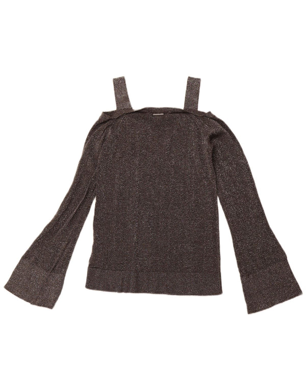 MICHAEL KORS Chemisier à épaules dénudées pour femme UK 6 XS Gris chiné en coton