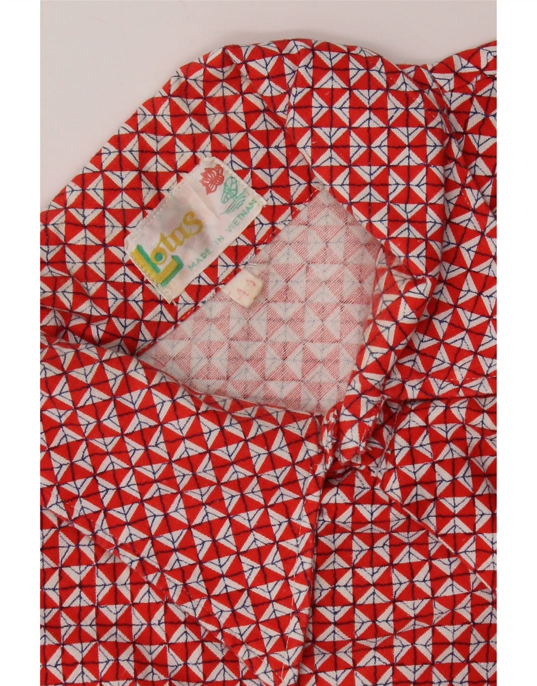 vintage Chemise Homme Taille 44 XL Rouge Géométrique