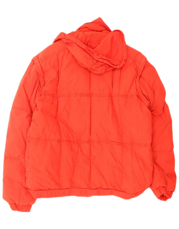 veste rembourrée à capuche vintage pour homme UK 40 Grand coton rouge
