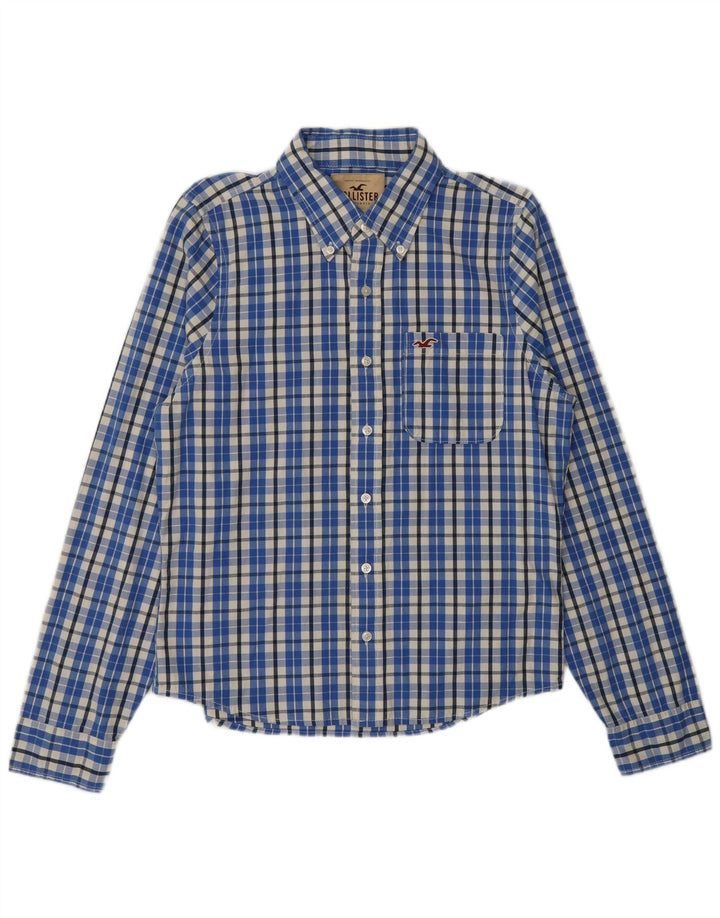 Hollister Chemise Homme Grand Carreau Bleu Coton