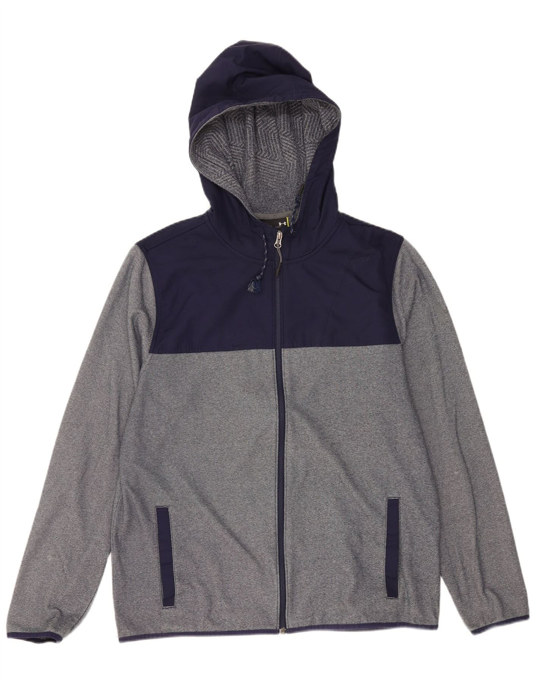 Under Armour Pull à capuche zippé pour homme Large Gris Colorblock Polyester
