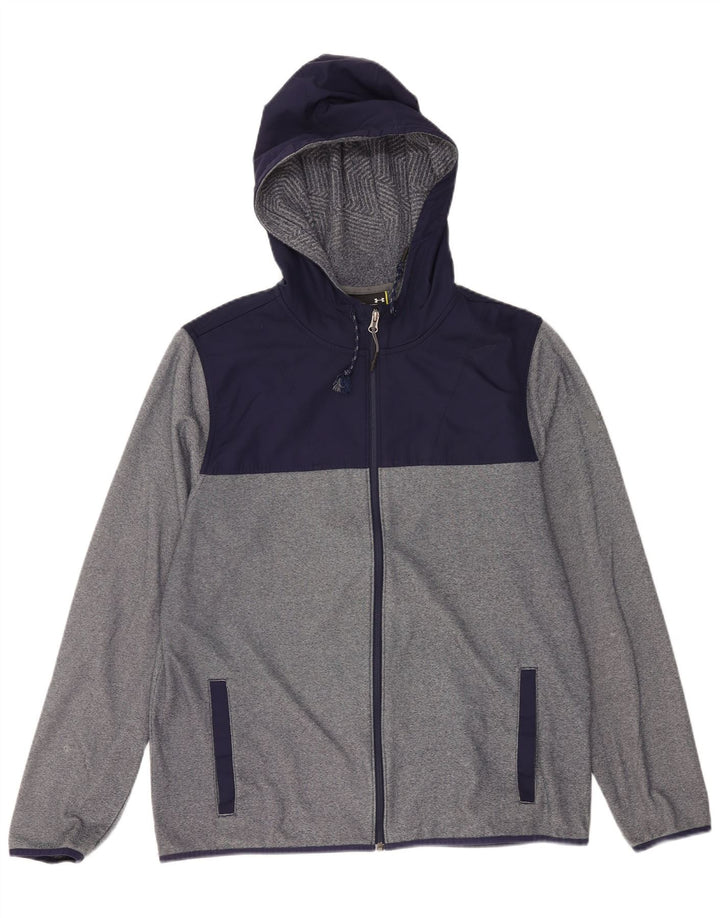 Under Armour Pull à capuche zippé pour homme Large Gris Colorblock Polyester