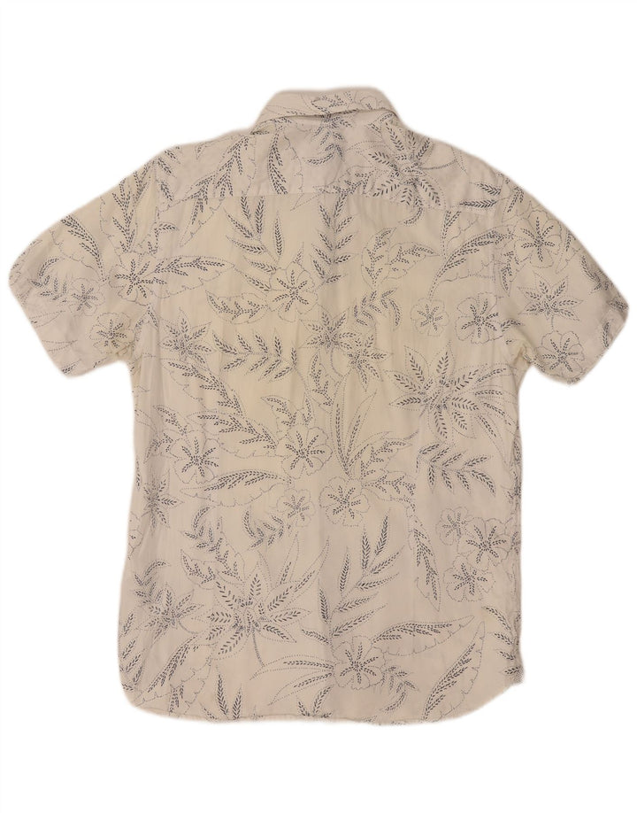 TED BAKER Chemise à manches courtes pour hommes Taille 4 Grand coton floral blanc