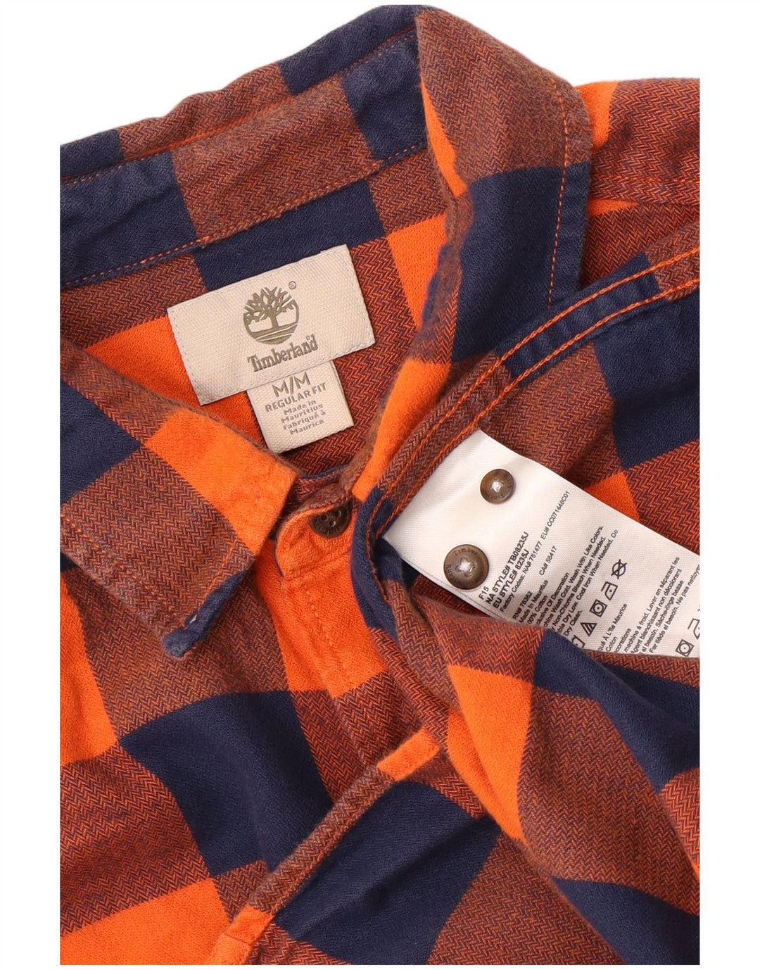 TIMBERLAND Chemise Regular Fit en Flanelle Homme Orange Moyen à Carreaux en Coton