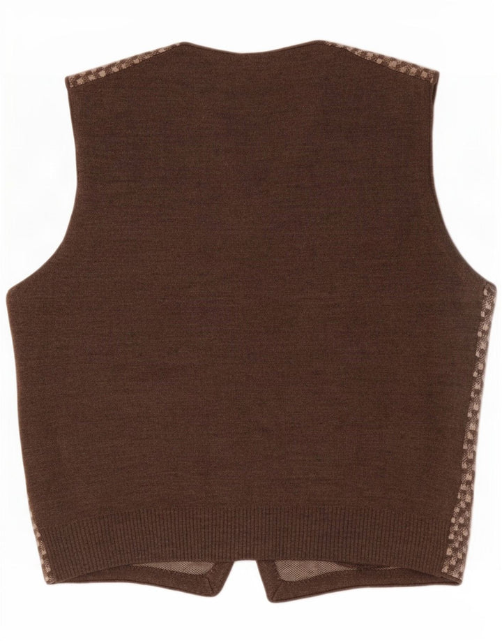 Vintage Gilet Homme Marron Moyen Géométrique