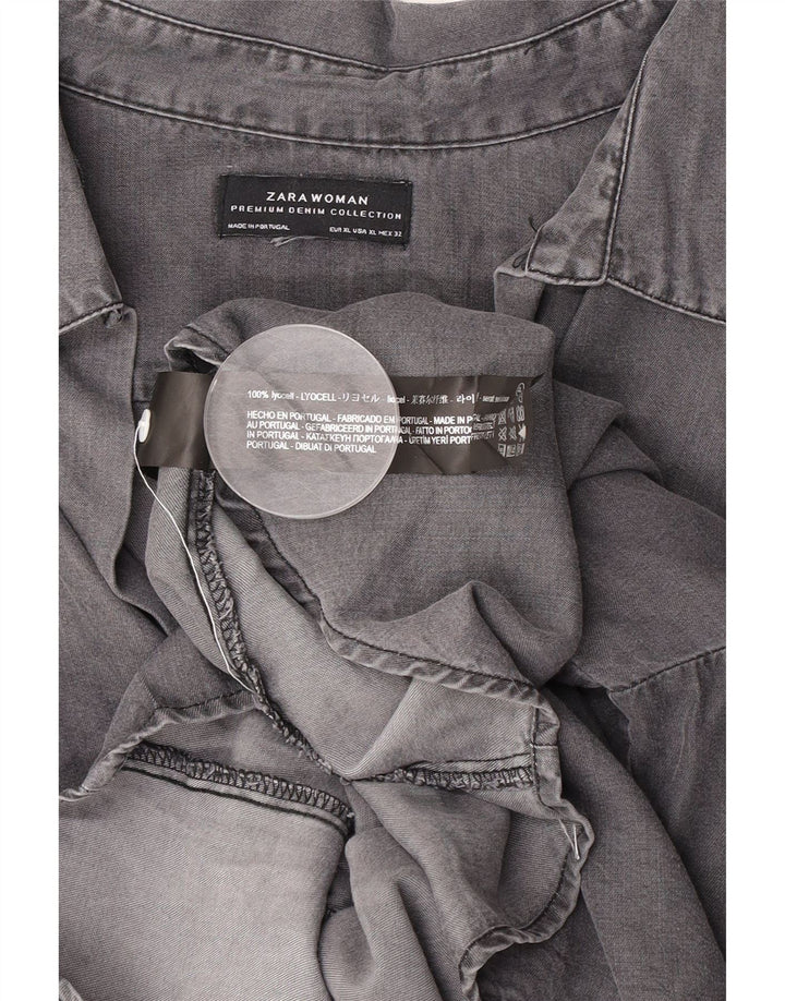 Zara Chemise pull surdimensionnée à manches 3/4 pour femme UK 18 XL Gris Lyocell