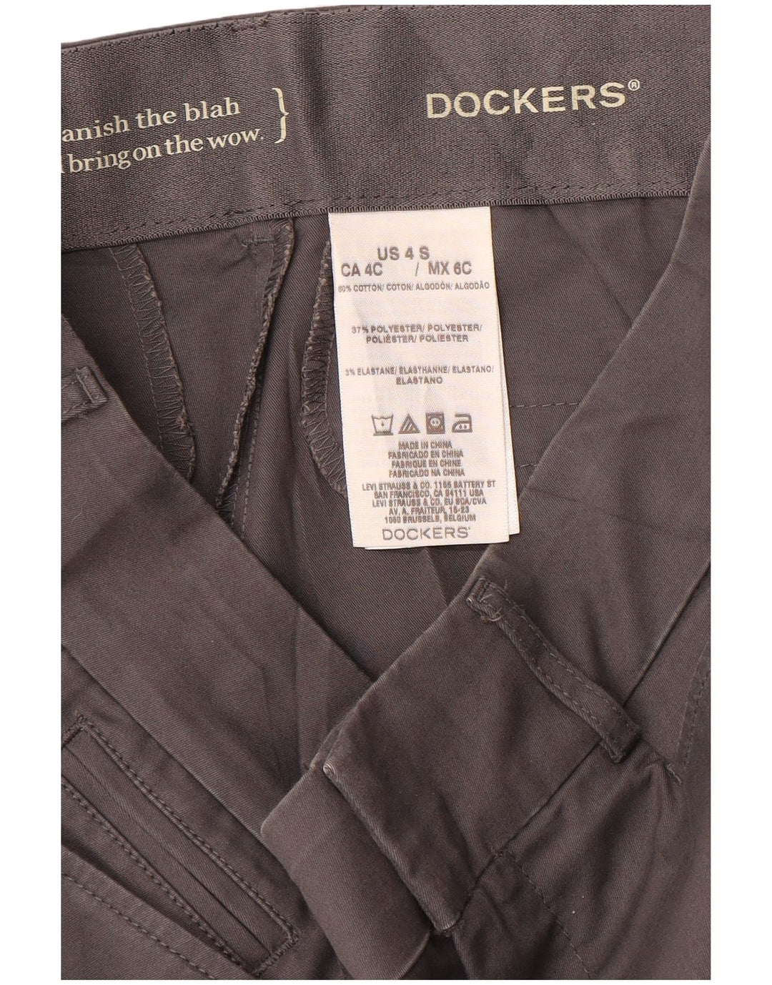 DOCKERS Pantalon décontracté droit pour femme US 4 Small W30 L30 Gris Polyester