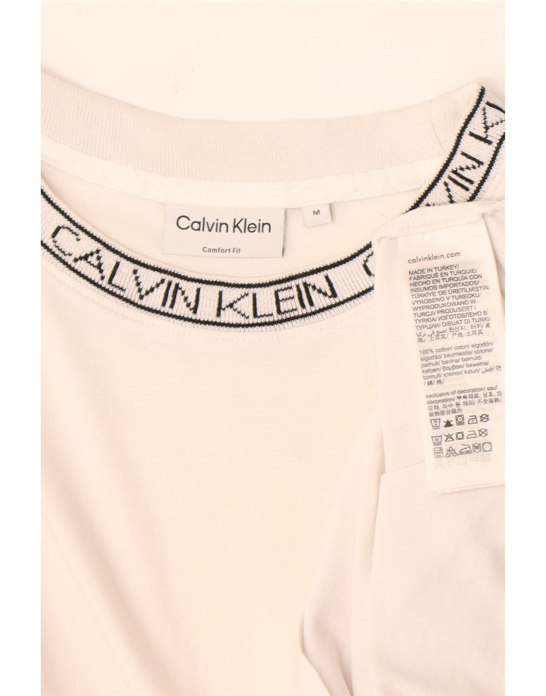 Calvin Klein T-Shirt Graphique Homme Blanc Moyen Coton