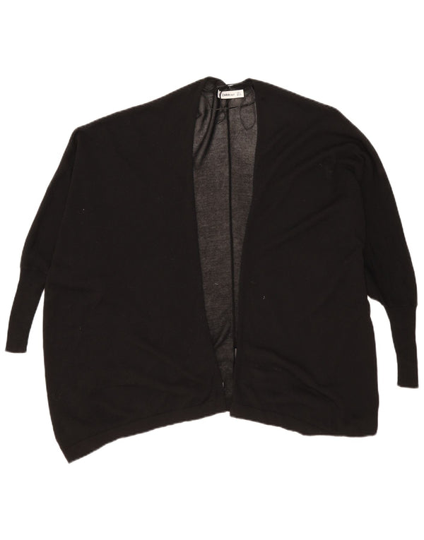 Zara Cardigan ouvert coupe ample pour femme UK 10 Petite viscose noire