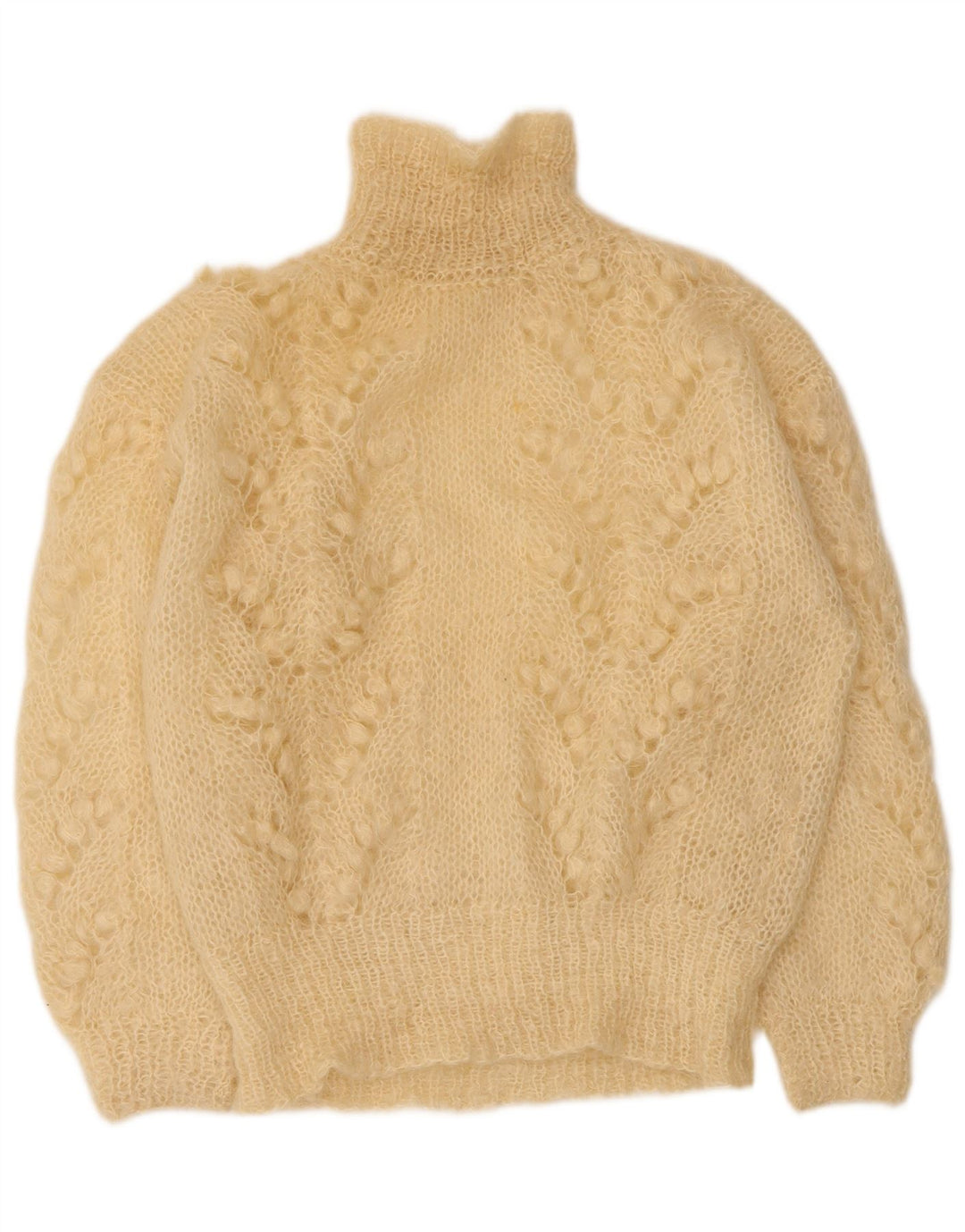 Vintage Womens Turtle Neck Jumper Sweater UK 14 Large Beige
