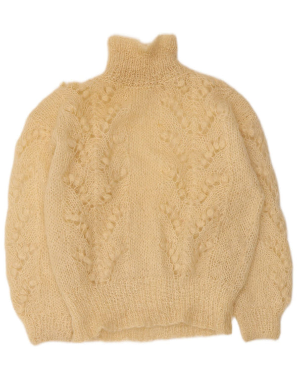Vintage Womens Turtle Neck Jumper Sweater UK 14 Large Beige