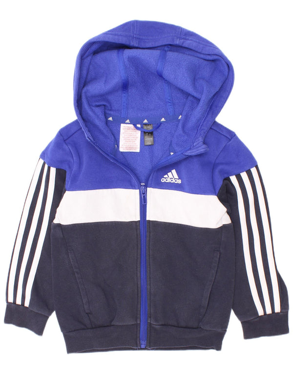 Adidas Pull à capuche zippé pour garçon 3-4 ans Bleu marine Colourblock Coton