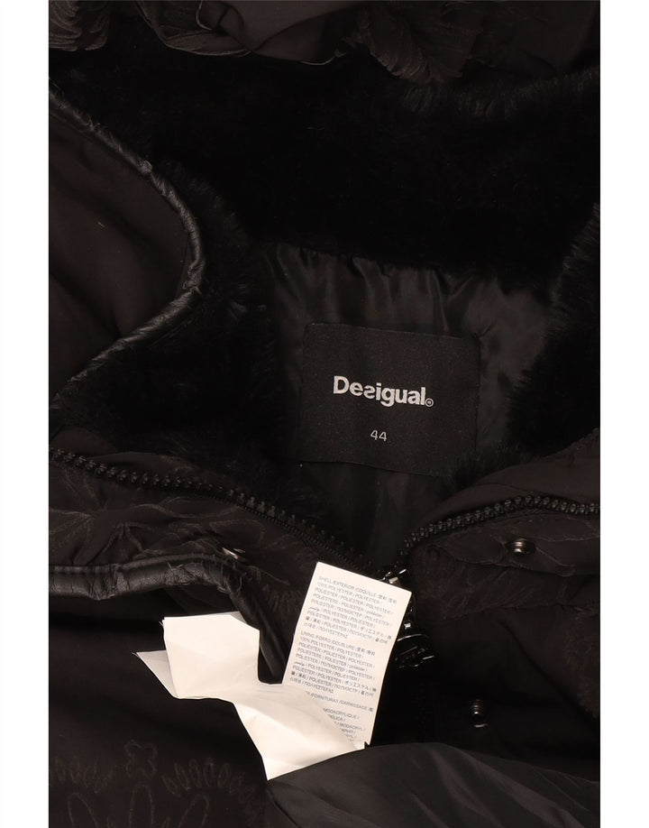 Desigual Veste matelassée à capuche graphique pour femme IT 44 Noir moyen floral