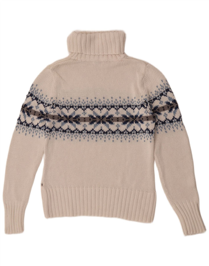 Tom Tailor Pull col roulé pour femme UK 14 Large Blanc Fair Isle