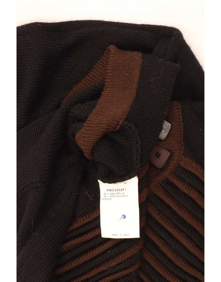 vintage Womens Crop Cardigan Pull IT 44 Moyen Noir Rayé