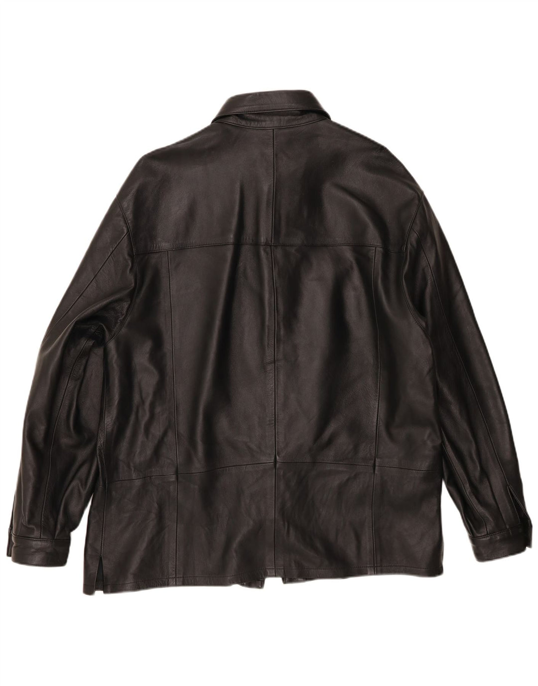 vintage Mens Overshirt Chemise en cuir XL Noir