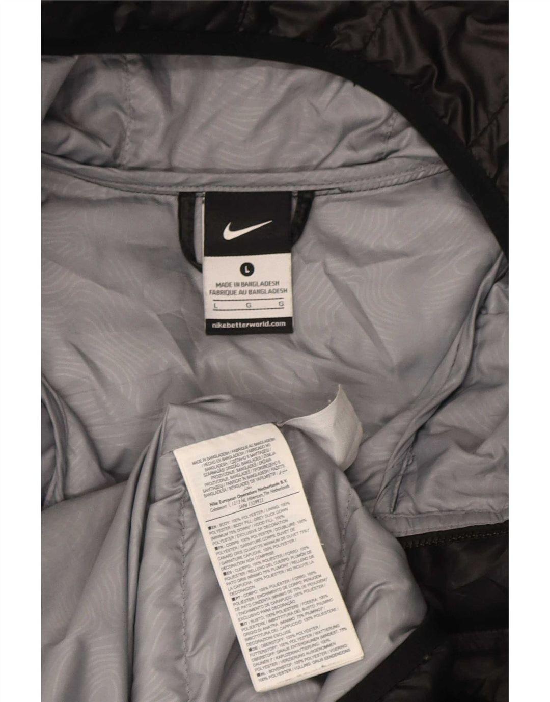 Nike Veste matelassée à capuche pour homme UK 40 Large Noir Polyester
