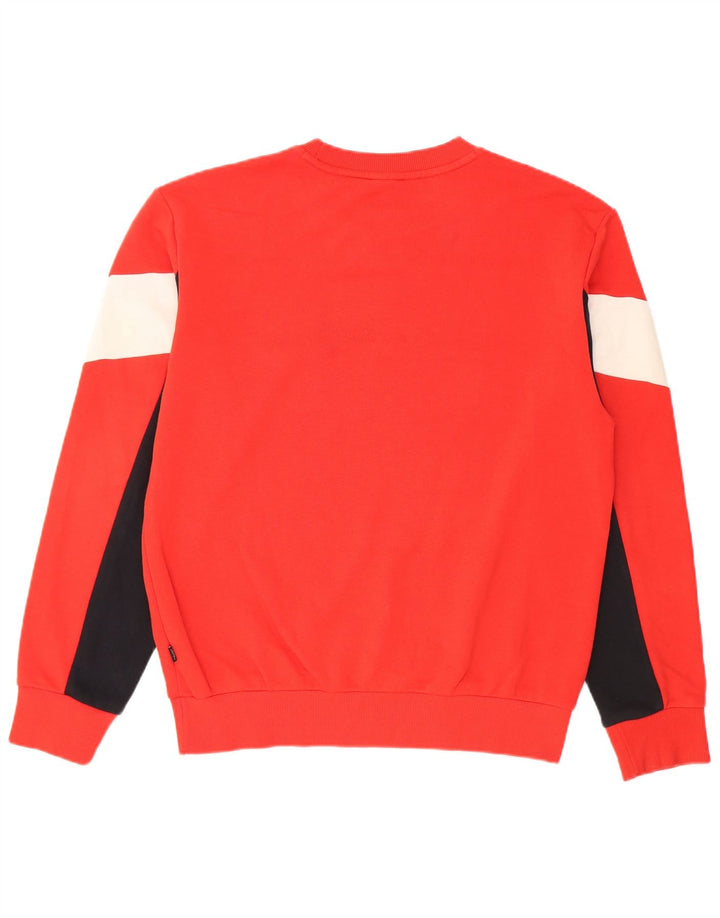 Puma Sweat-shirt graphique pour homme en coton color block Rouge Taille S