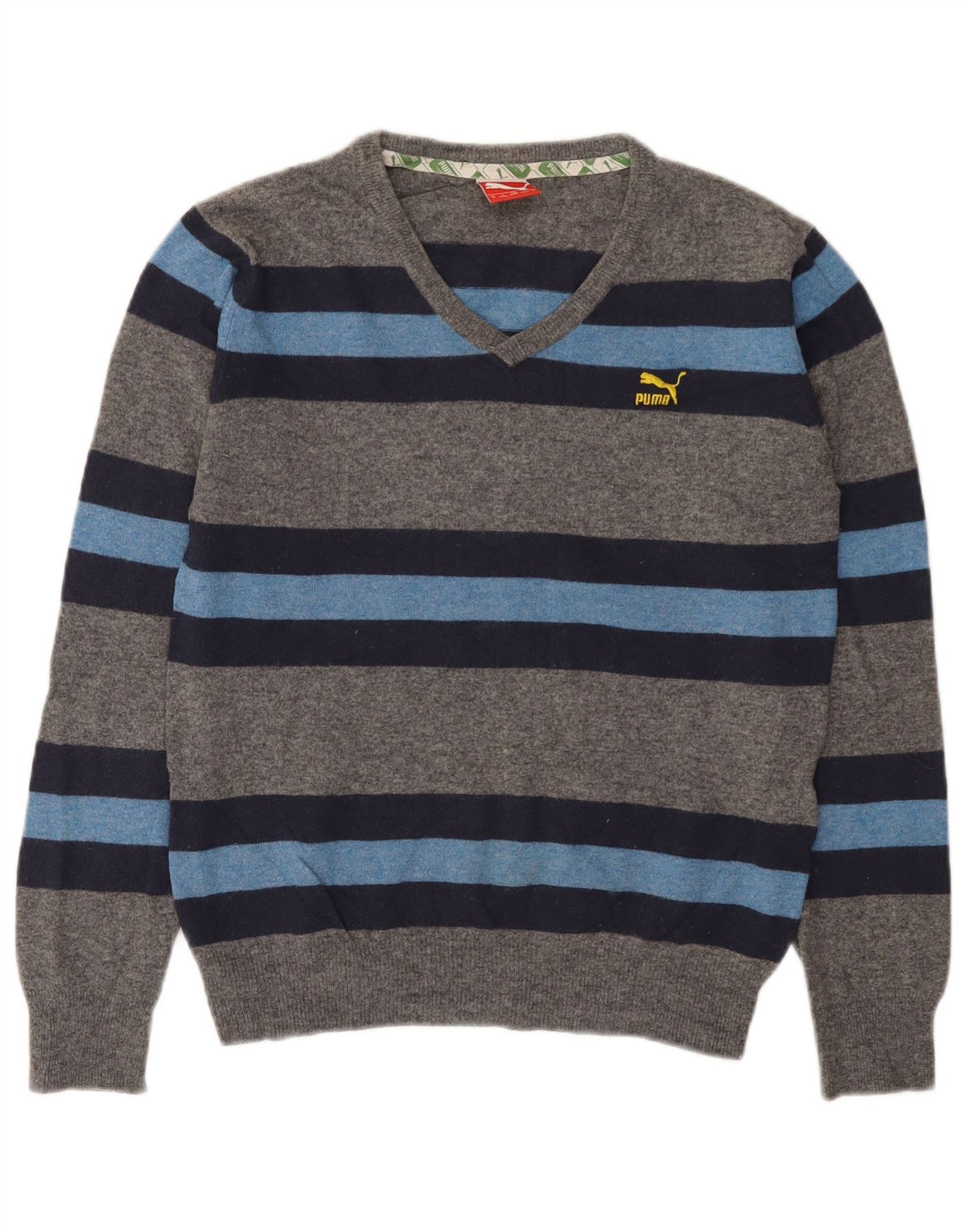 Puma Pull Col V Homme Petit Gris Colorblock Lambswool