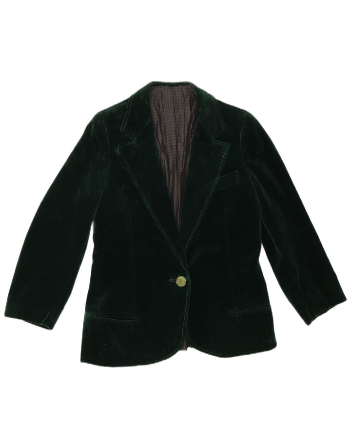 vintage Femmes 1 Bouton Blazer Veste UK 10 Petit Vert
