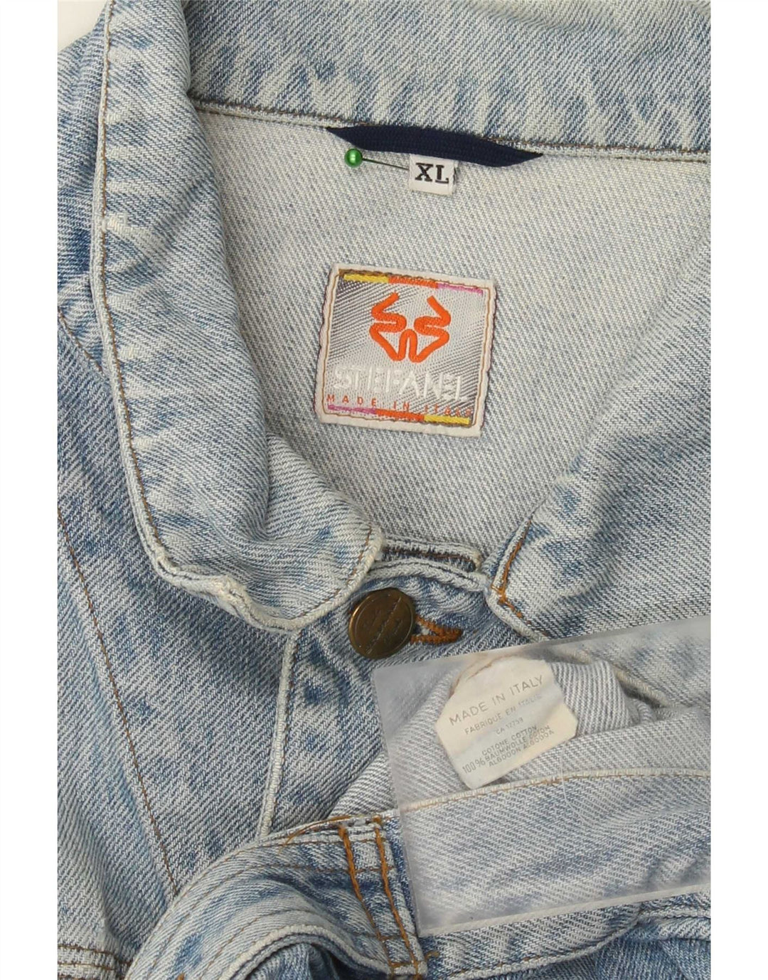 Stefanel Veste en Jean Femme UK 18 XL Bleu Coton