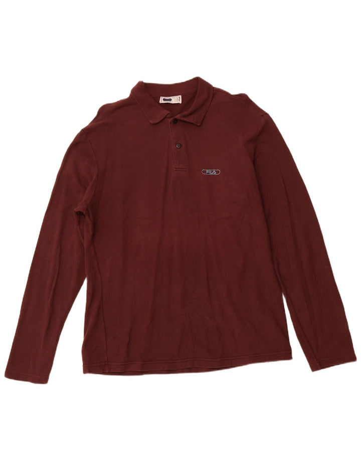 Fila Polo à Manches Longues Homme Bordeaux Moyen