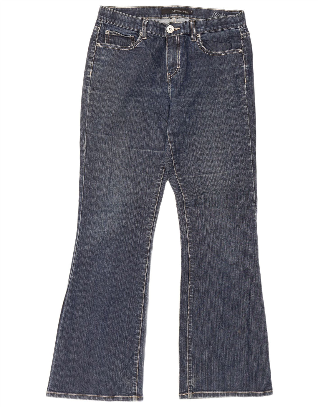 CALVIN KLEIN Jean évasé pour femme US 8 Medium W32 L31 Bleu marine Coton