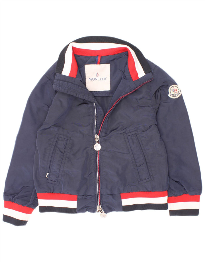 Moncler Blouson Bomber Garçon 3-4 Ans Bleu Marine Colourblock Polyamide