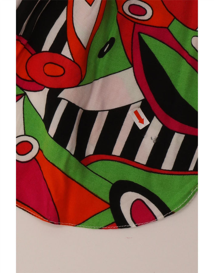 VINTAGE Femmes Motif Abstrait Chemise Blouse UK 14 Moyen Multicolore