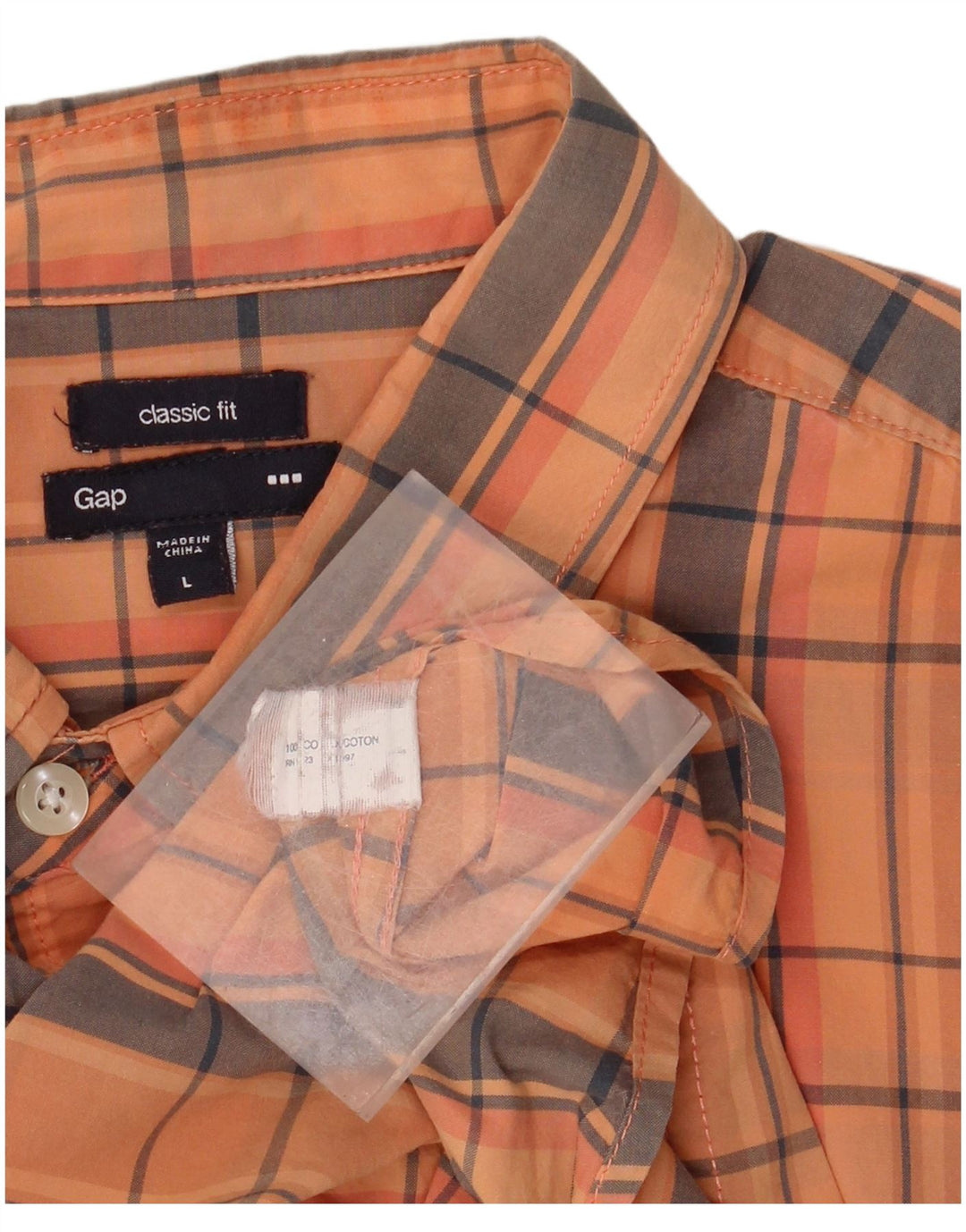 GAP Chemise à manches courtes pour homme Coupe classique en coton à carreaux orange