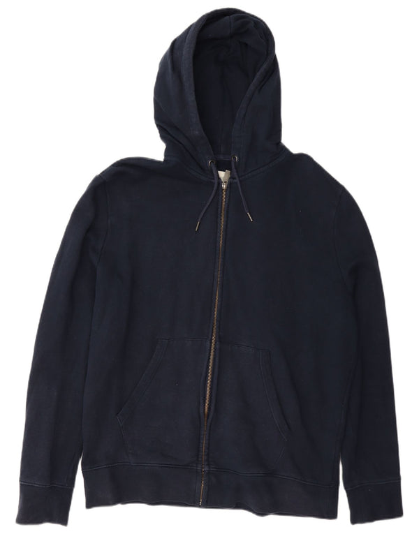 Marks & Spencer Mens Zip Hoodie Sweater Large Navy Blue Cotton