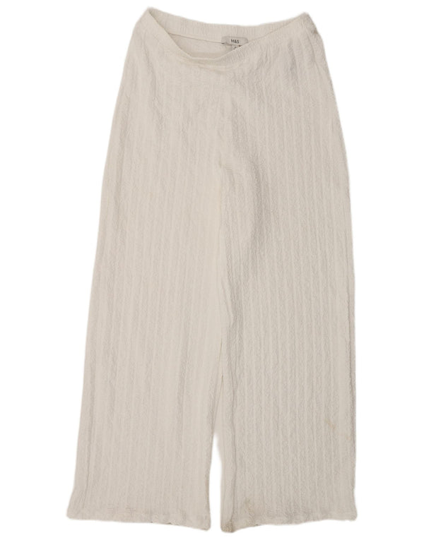 Marks & Spencer Pantalon décontracté à jambe large pour femme UK 12 Medium W30 L32 Blanc