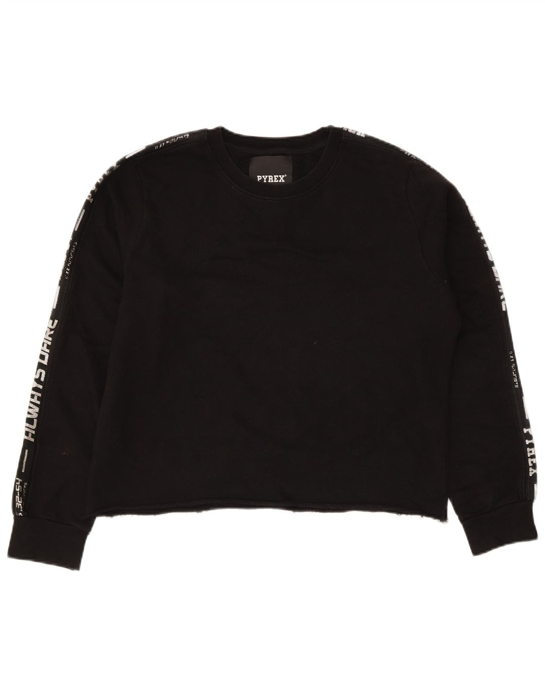 PYREX Sweat-shirt court graphique pour femme UK 16 Grand coton noir