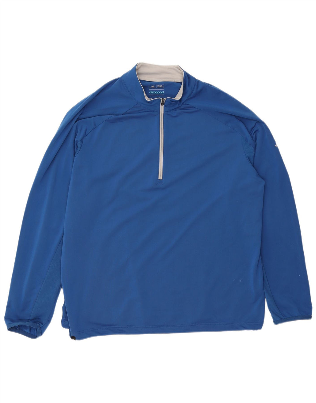 Adidas Hommes Climacool Zip Neck Top Manches Longues Grand Bleu Polyester