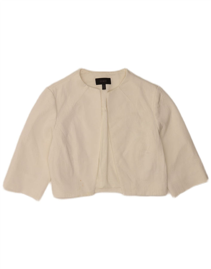 Coast Veste Boléro Ouverte à Manches 3/4 pour Femme UK 12 Viscose Blanche Moyenne