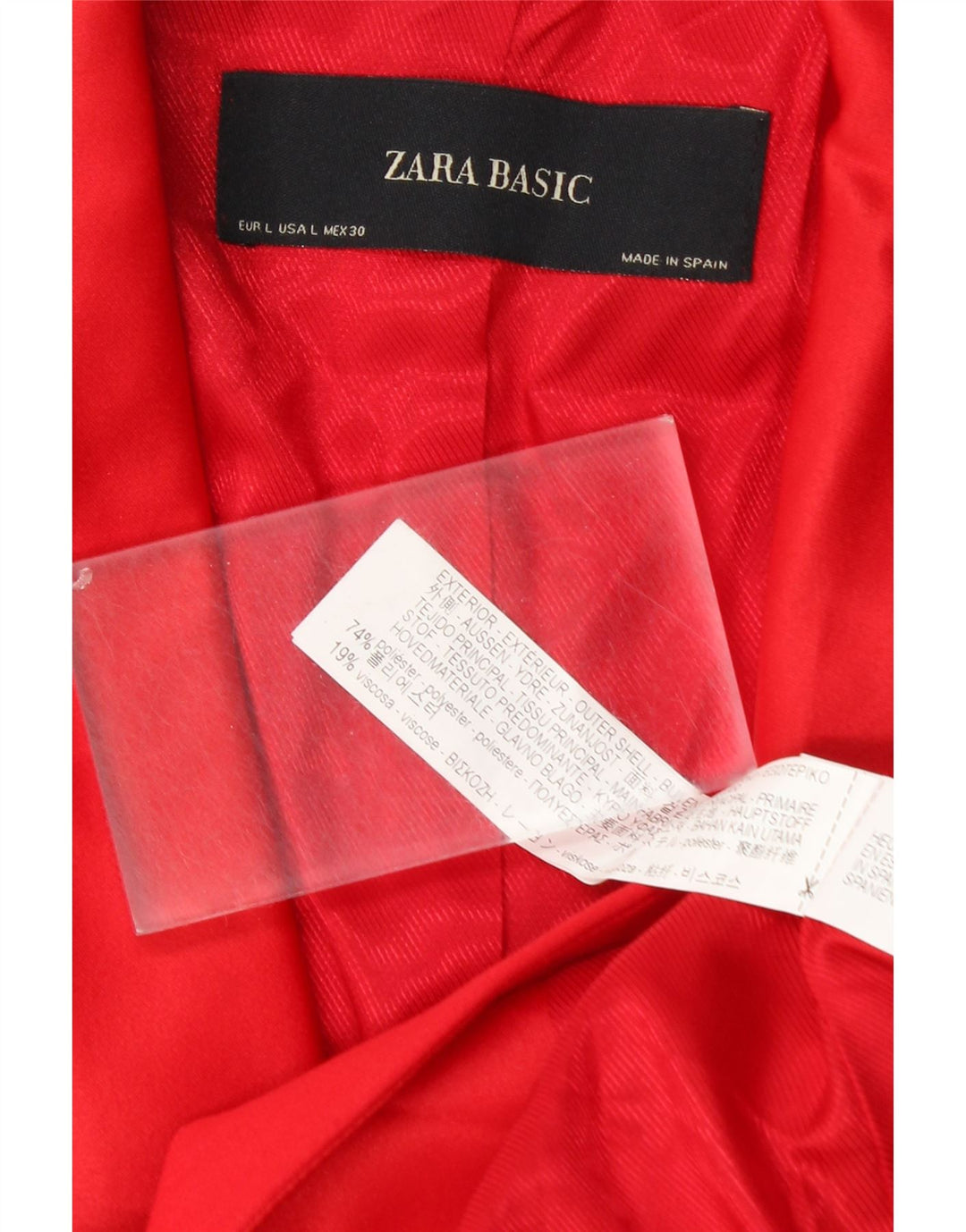 ZARA Femme 1 Bouton Blazer Veste UK 14 Grand Rouge Polyester