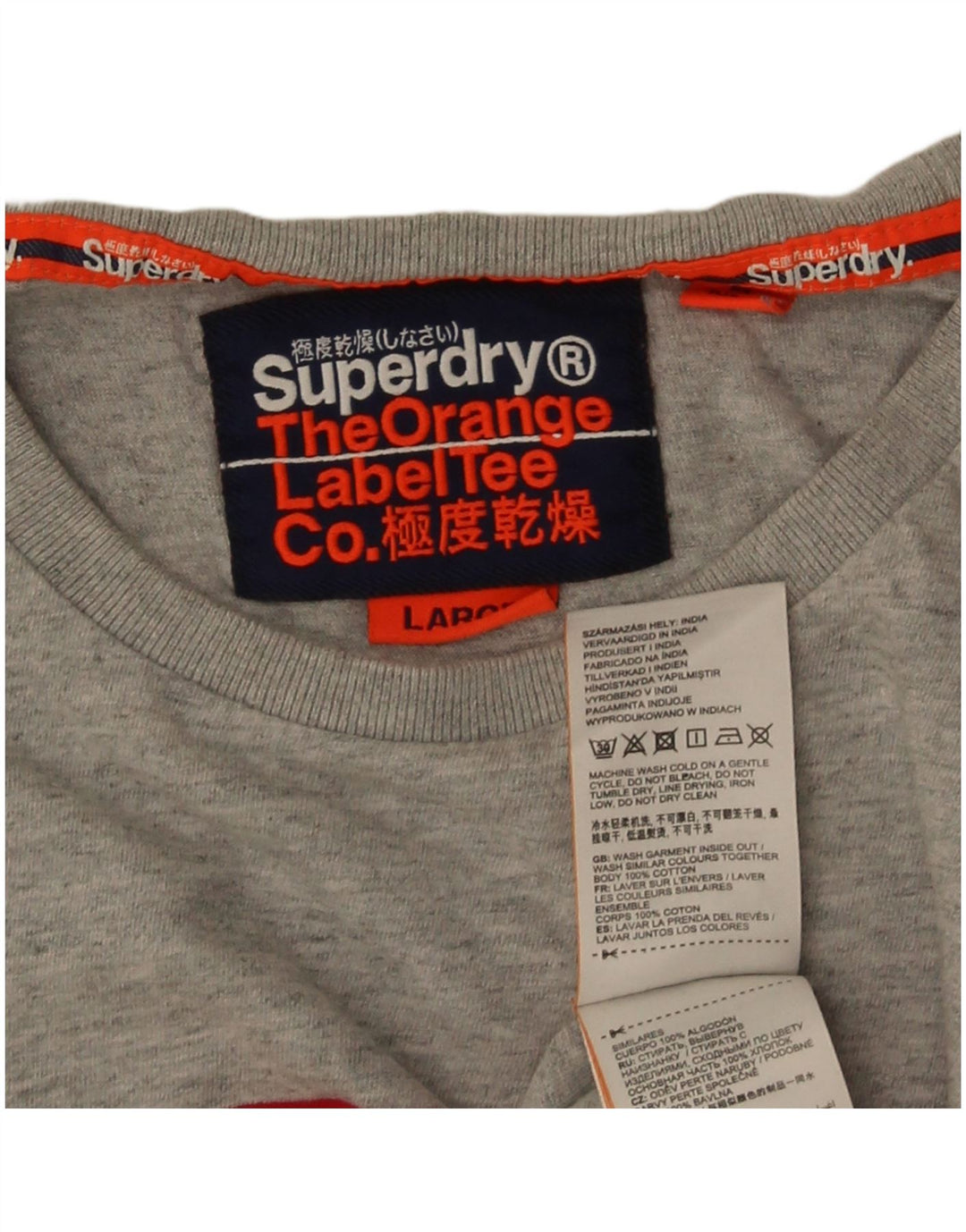 Superdry Homme T-Shirt Top Large Gris Colorblock Coton