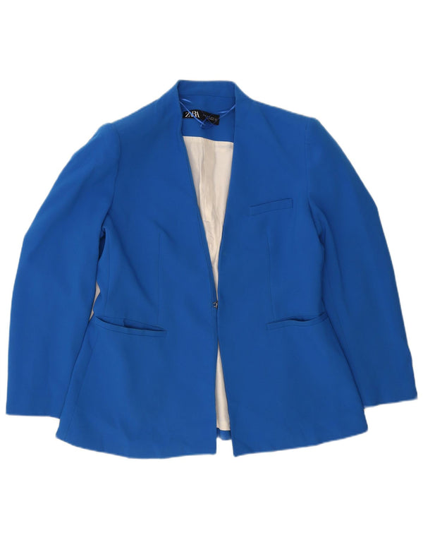 Veste Blazer Femme ZARA UK 18 XL Bleu Polyester